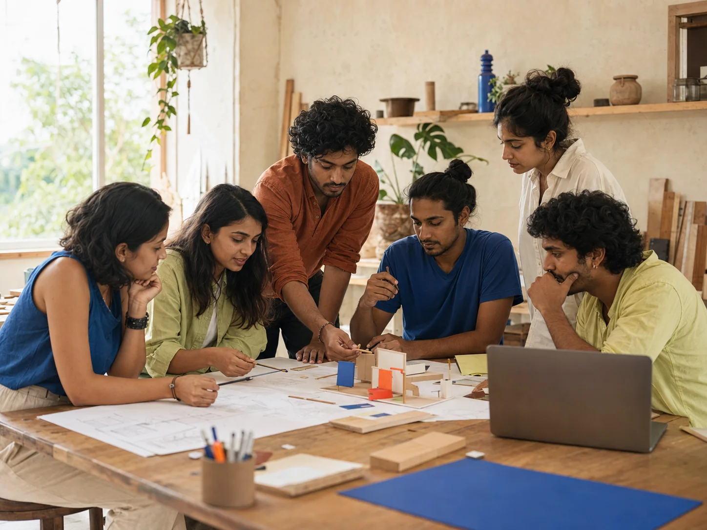 Indian founders working together around a table